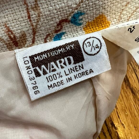 Vintage 60s Montgomery Ward Linen Floral Jacket Blazer Womens 14 - Picture 5 of 8